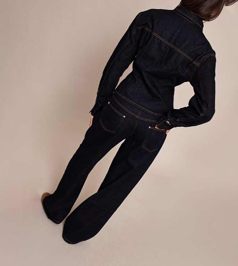 Solid Mid Waist Jeans