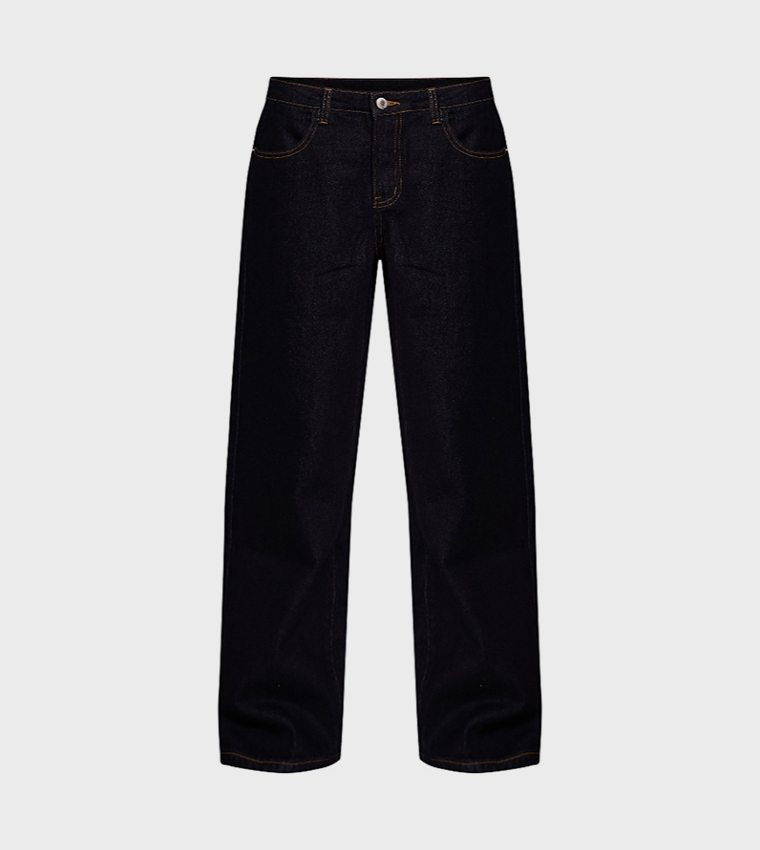 Solid Mid Waist Jeans