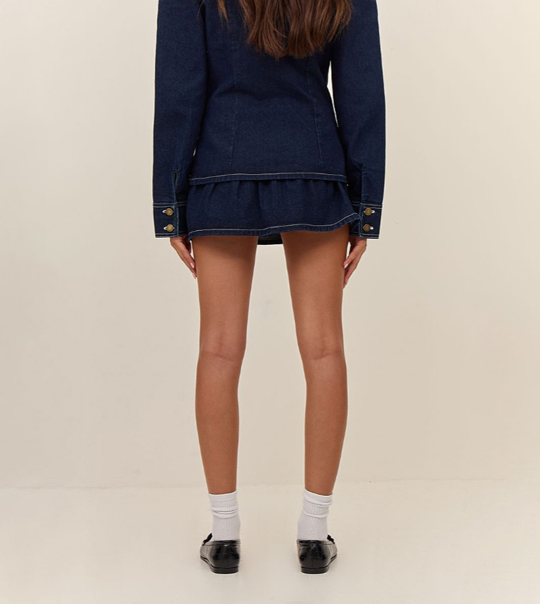 Floaty Pleated Denim Micro Mini Skirt