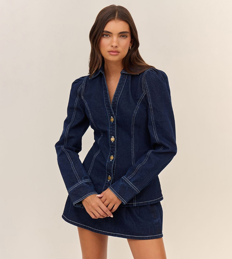Floaty Pleated Denim Micro Mini Skirt