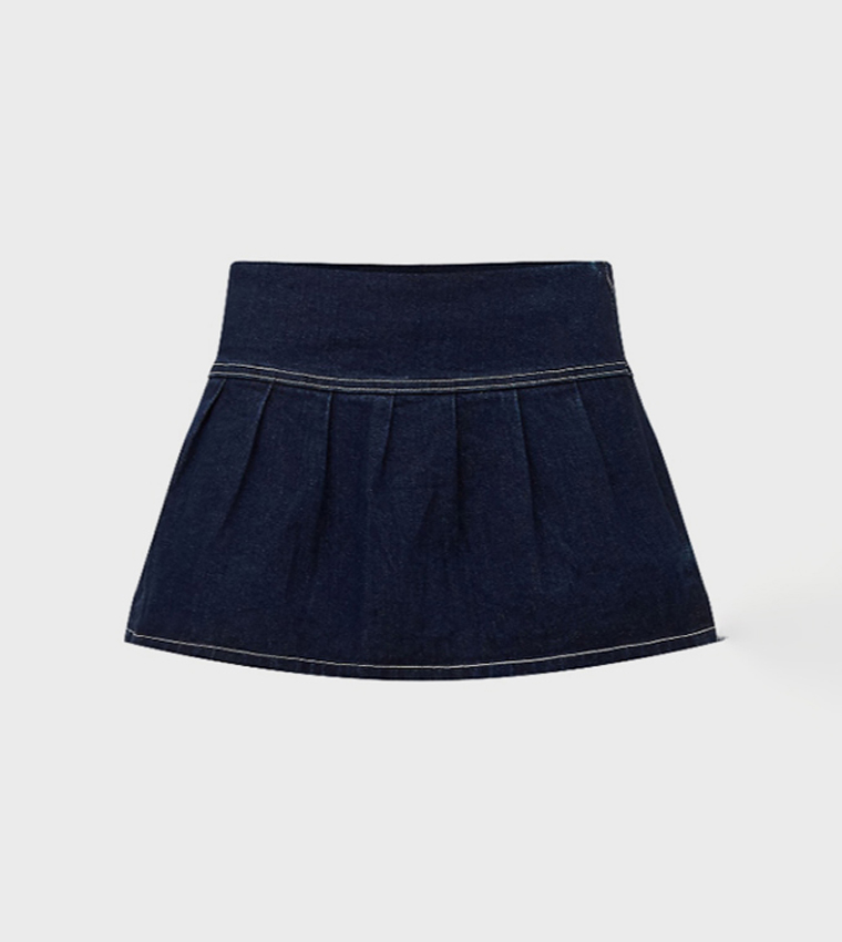 Floaty Pleated Denim Micro Mini Skirt