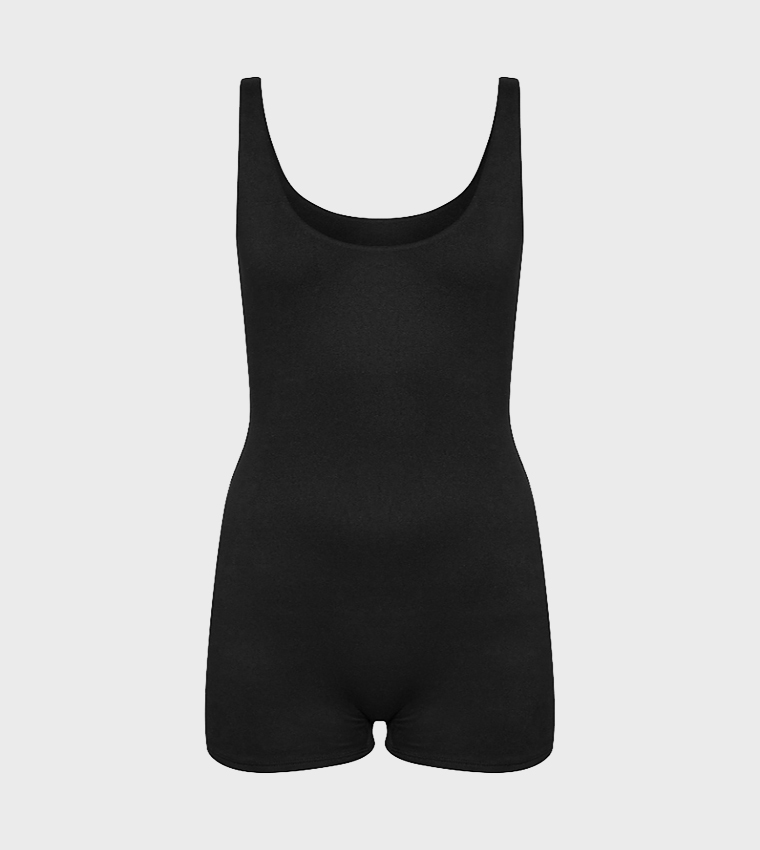 Solid Contour Jersey Scoop Neck Romper Unitard