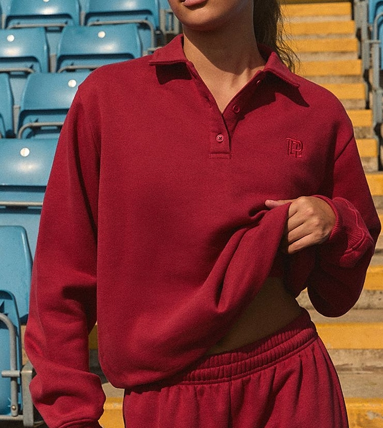 Solid Long Sleeves Polo Sweatshirt