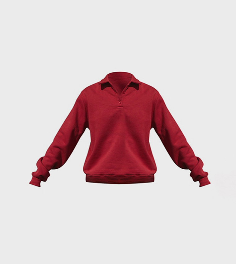 Solid Long Sleeves Polo Sweatshirt