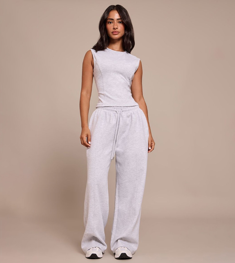 Petite Interlock Drawstring Wide Leg Sweatpants