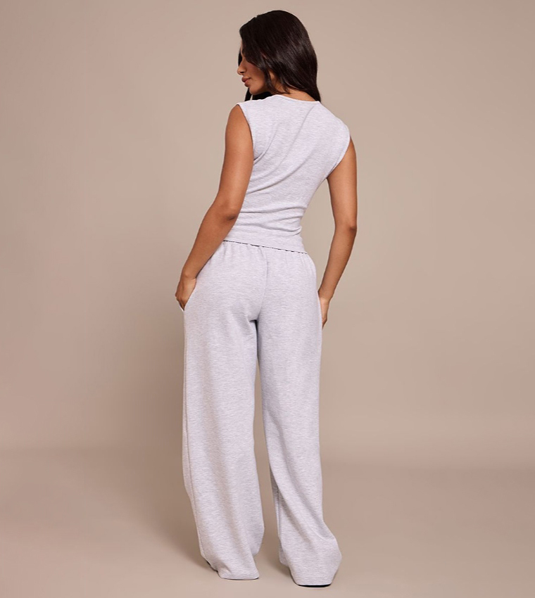 Petite Interlock Drawstring Wide Leg Sweatpants