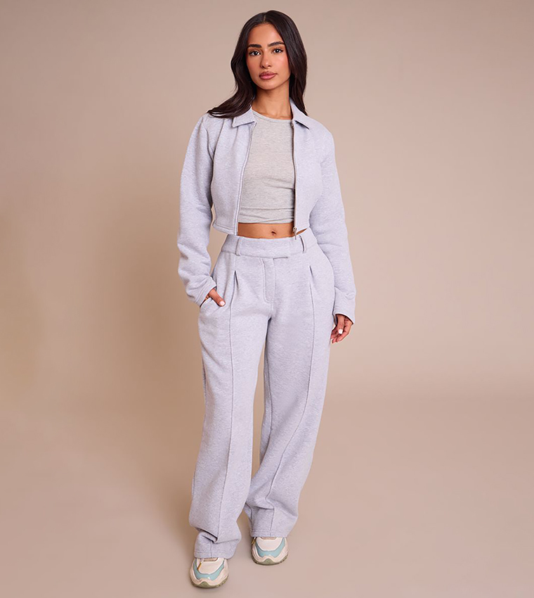 Petite Cropped Zip-Through Collared Jacket