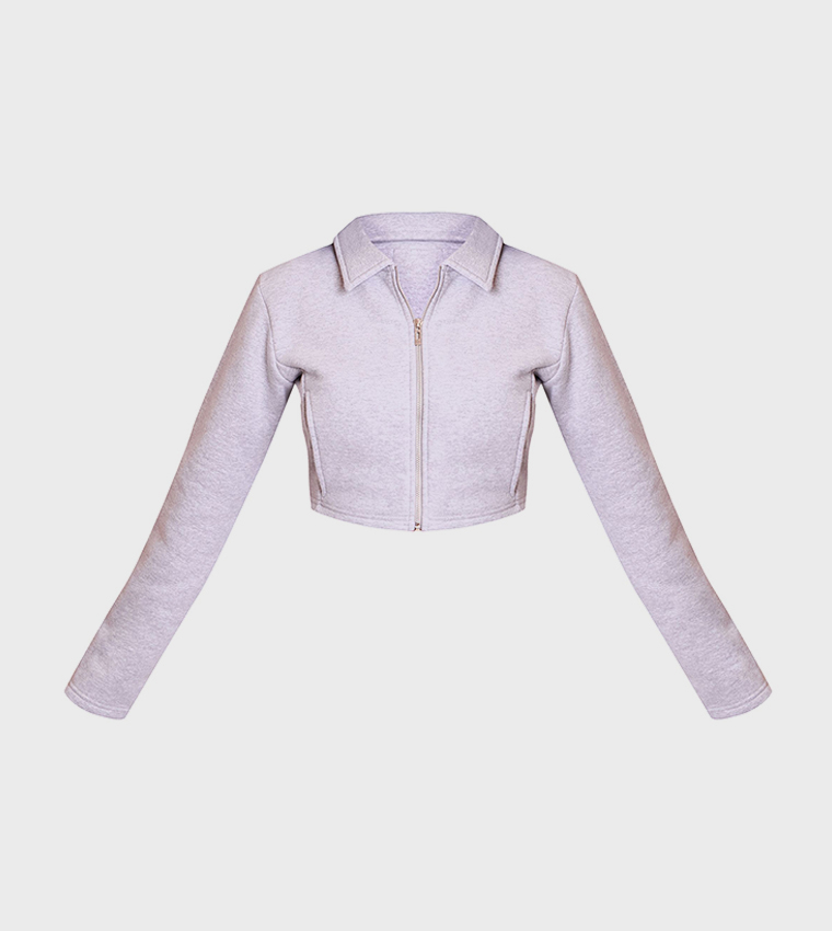 Petite Cropped Zip-Through Collared Jacket