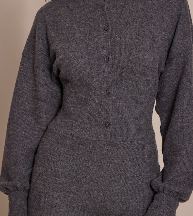 Ribbed Button Up Unitard