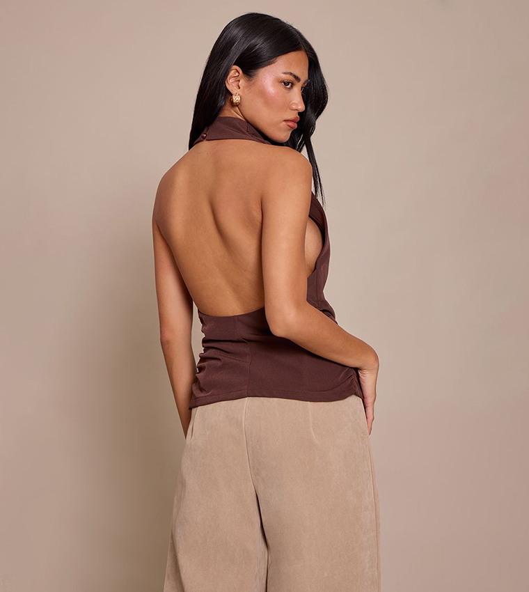PrettyLittleThing  Sleeveless Tops - Brown Sleeveless Tops