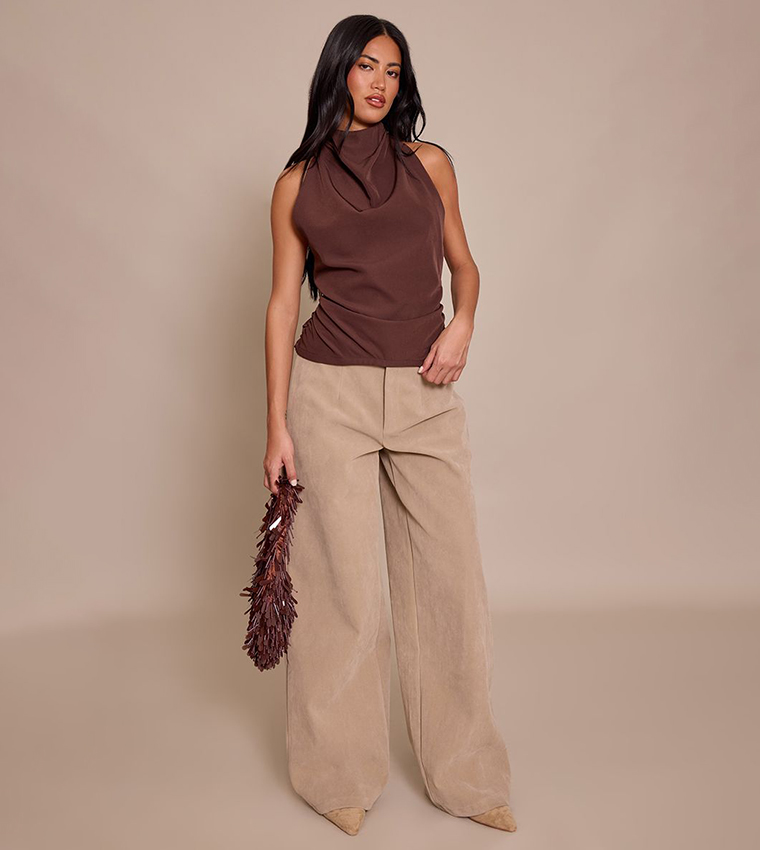 PrettyLittleThing  Sleeveless Tops - Brown Sleeveless Tops