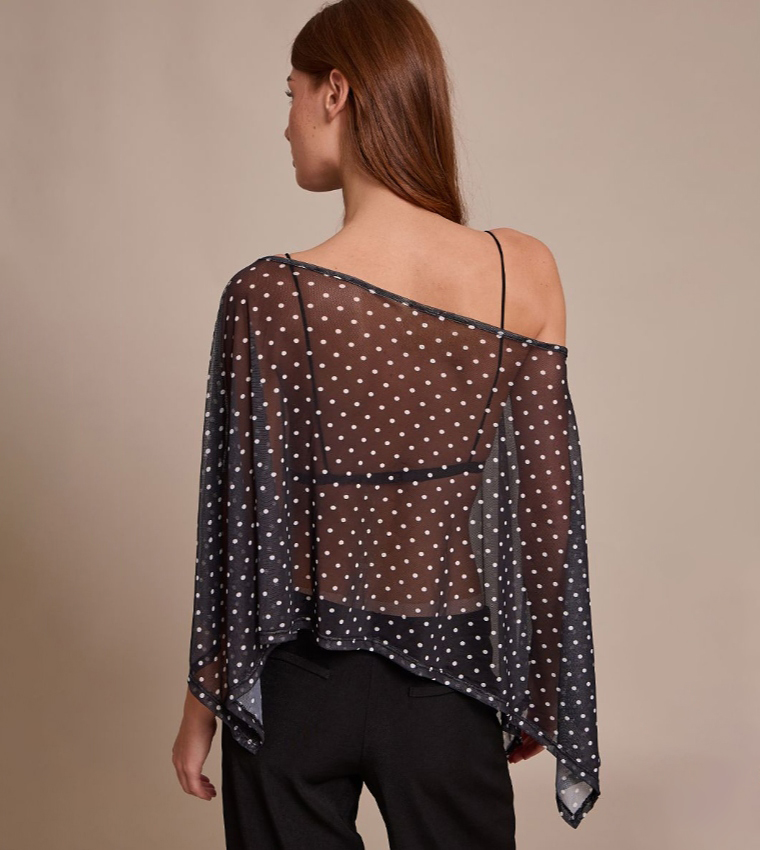 Mesh Polka Dot Cape Top