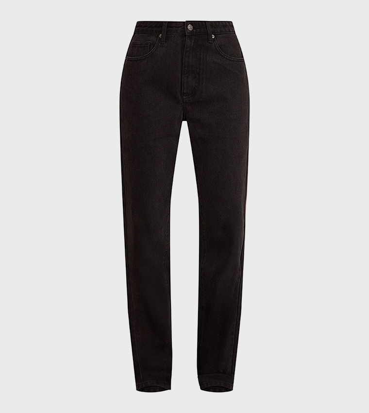 Washed High Waist Straight Fit Jeans