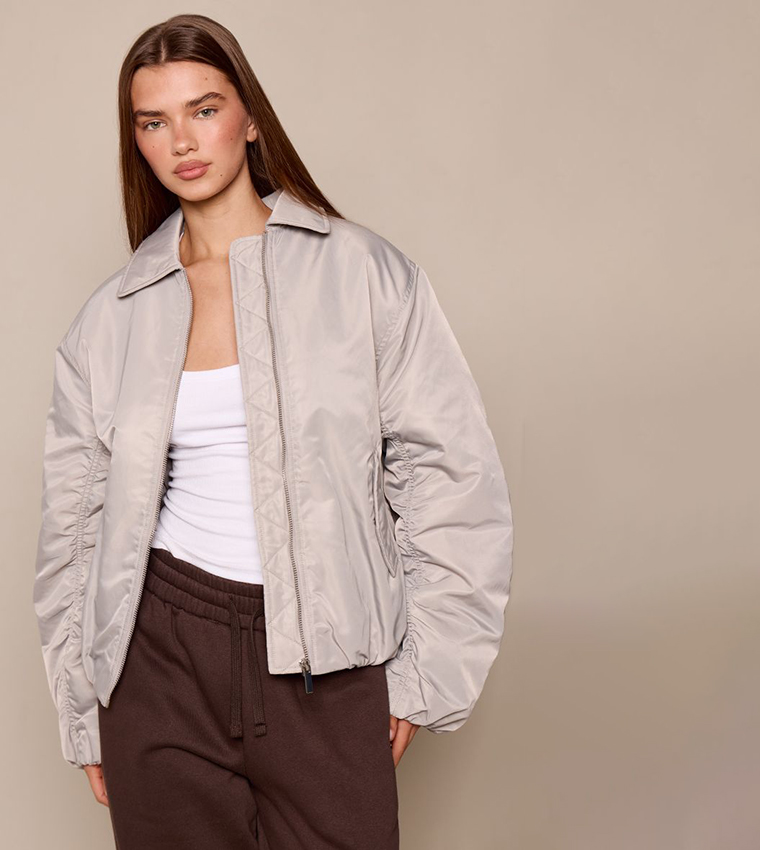 Cocoon Sleeves Oversized Bomber Jacket