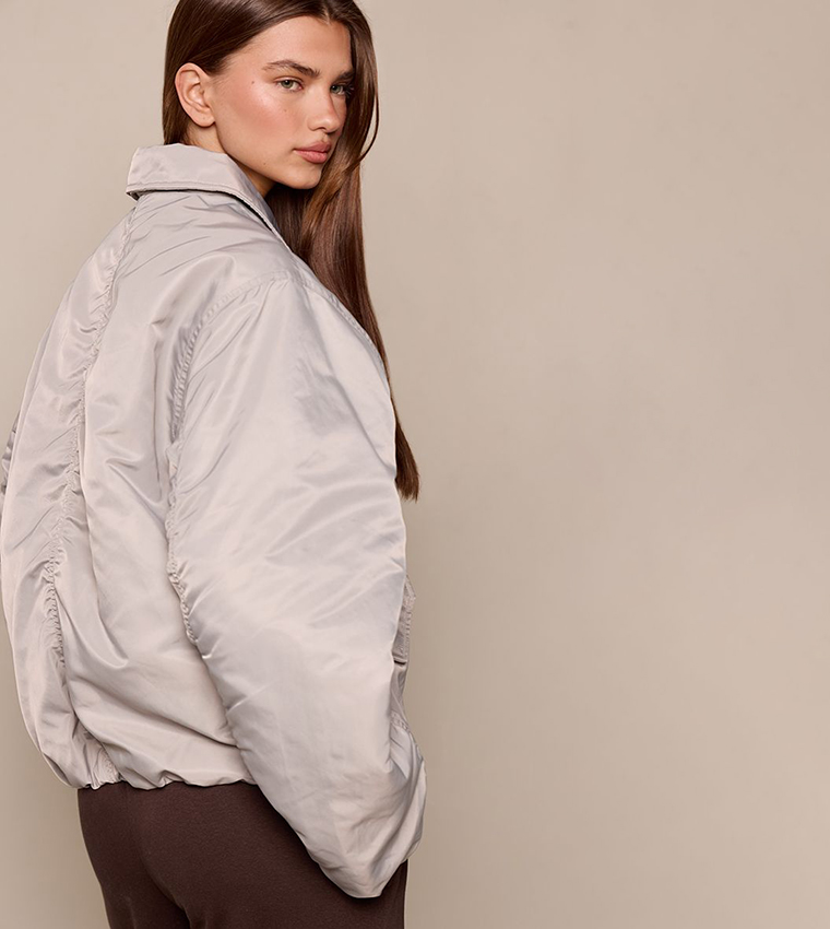 Cocoon Sleeves Oversized Bomber Jacket