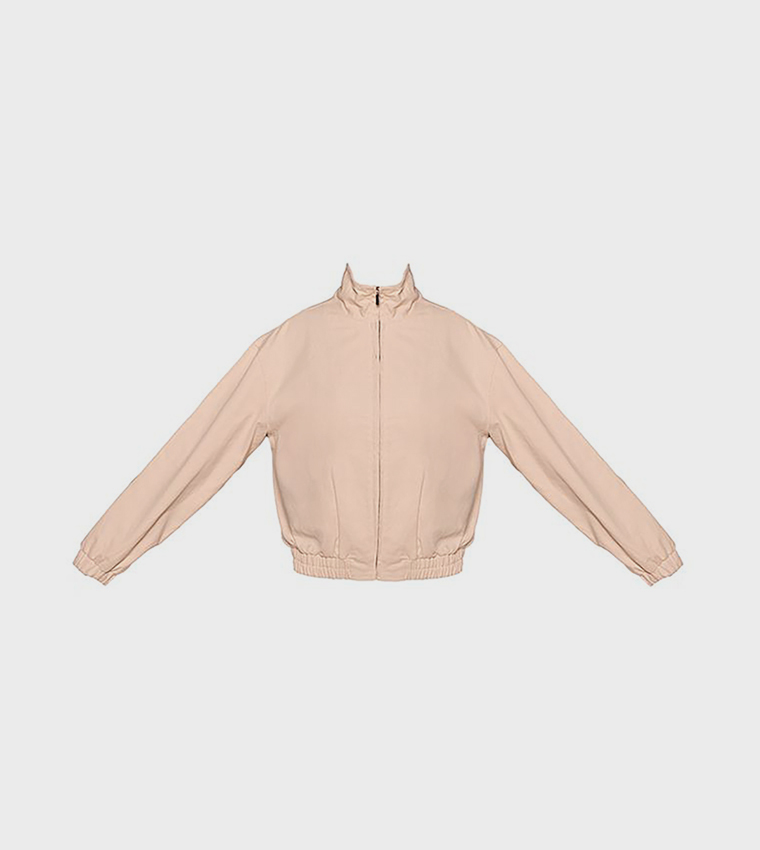 Zip-Up Twill Bomber Jacket