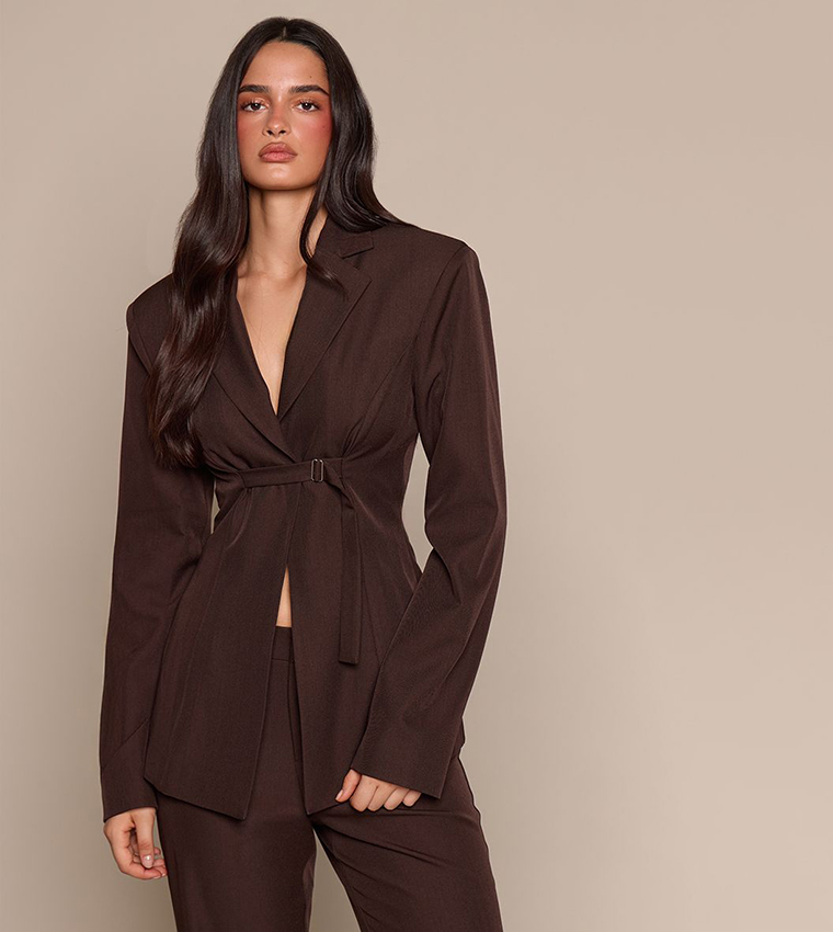 Front Buckle Cinched Blazer