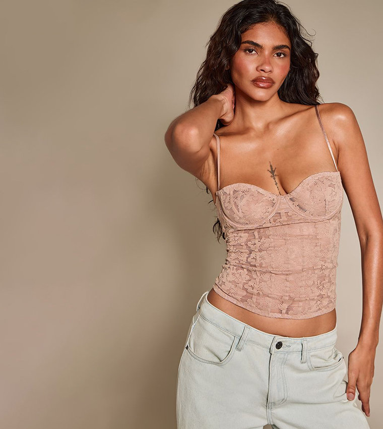 Lace Spaghetti Strappy Corset Top