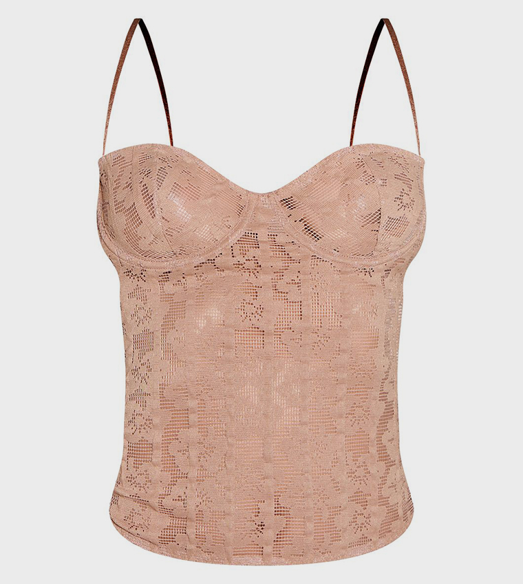 Lace Spaghetti Strappy Corset Top