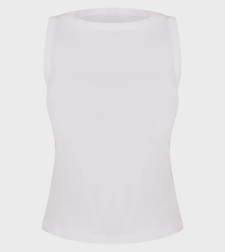 Solid Soft Cotton Boat Neck Tank Top