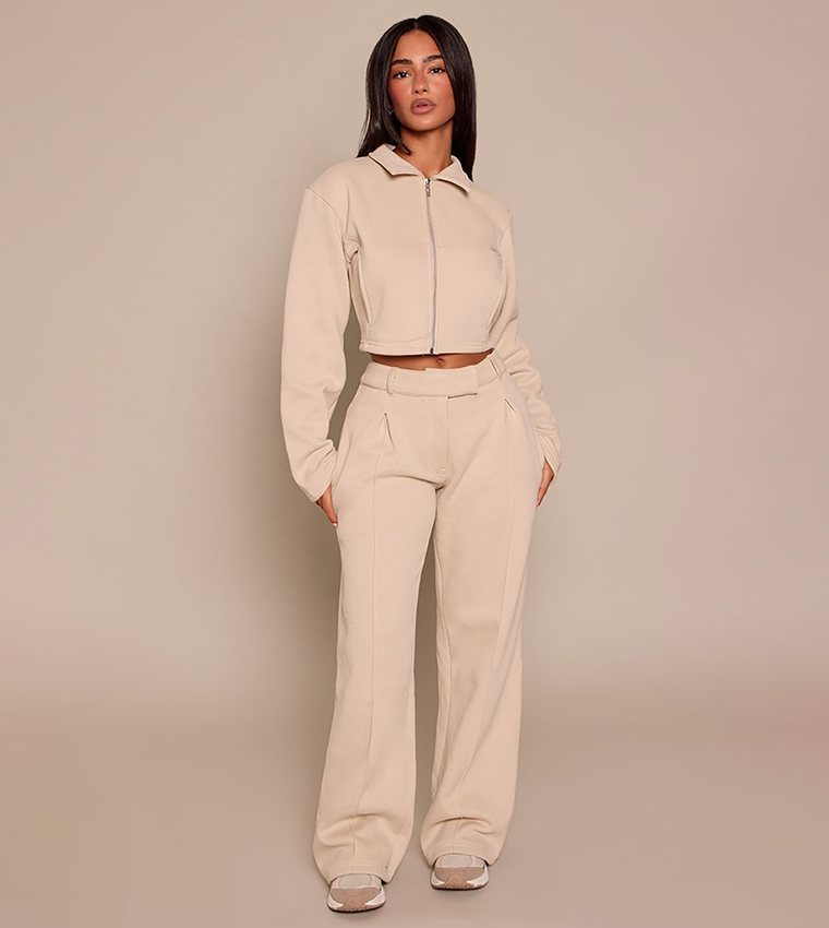 Petite Cropped Zip-Through Collared Jacket
