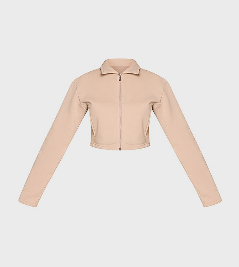Petite Cropped Zip-Through Collared Jacket