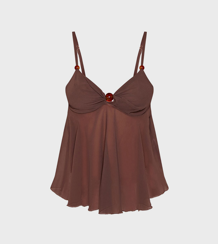 PrettyLittleThing  Sleeveless Tops - Brown Sleeveless Tops