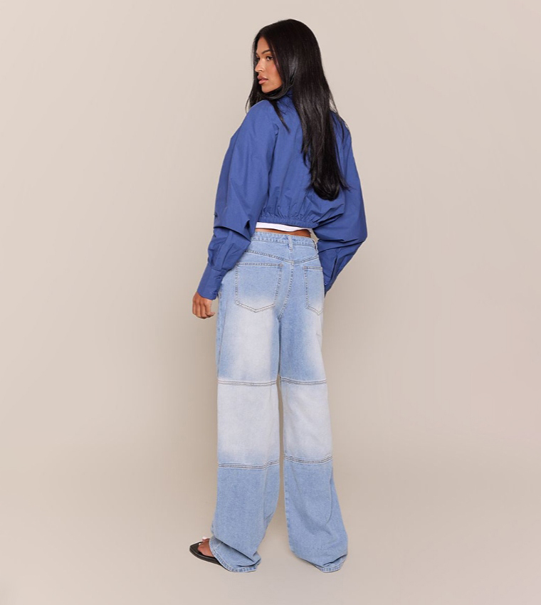 Tall Contrast Panel Wide Leg Jeans