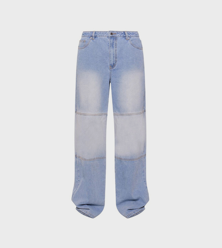 Tall Contrast Panel Wide Leg Jeans