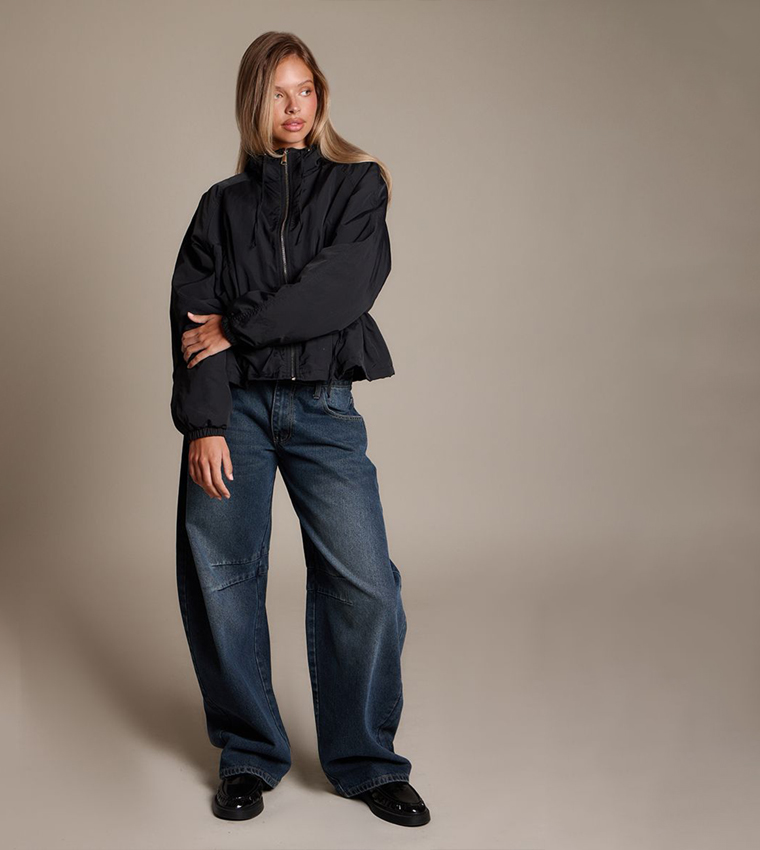 Tie Bow Detail Shell Puffer Jacket