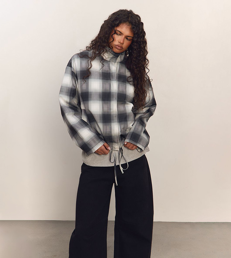 Checked Long Sleeves Button Up Jacket