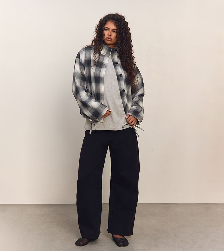 Checked Long Sleeves Button Up Jacket