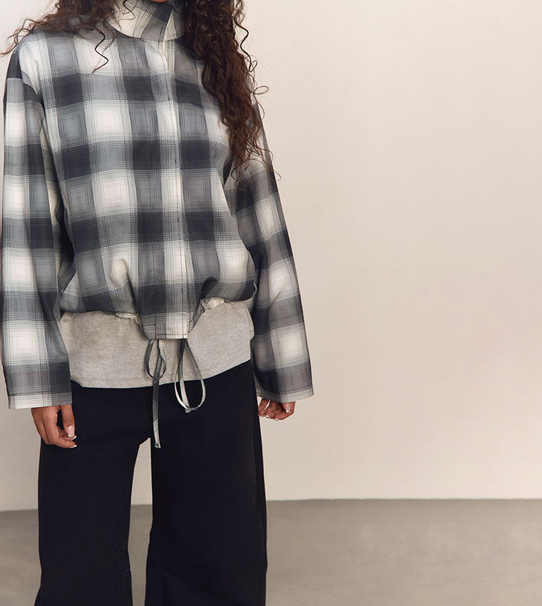 Checked Long Sleeves Button Up Jacket