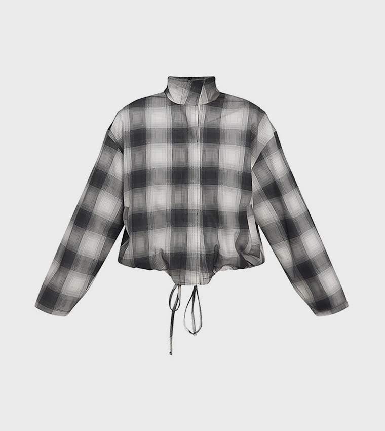 Checked Long Sleeves Button Up Jacket