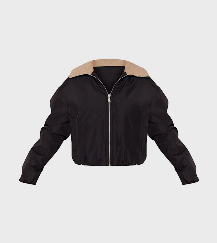 Petite Borg Collar Lining Shell Bomber Jacket