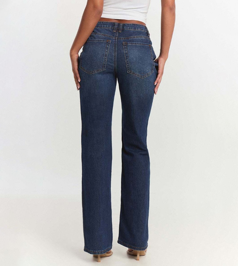 Washed Mid Rise Bootcut Jeans