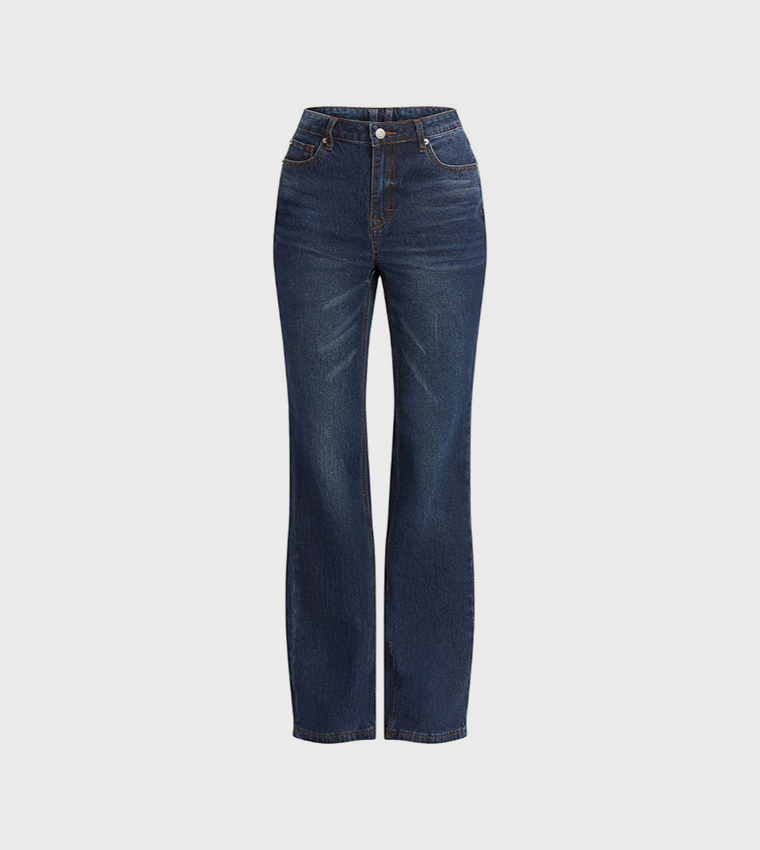 Washed Mid Rise Bootcut Jeans