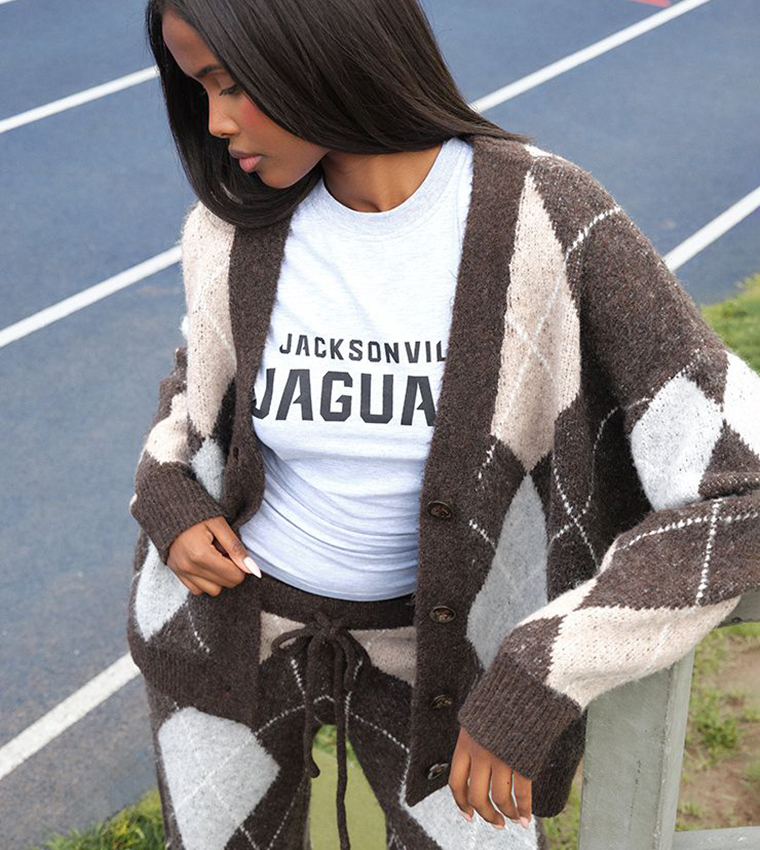 Argyle Knitted Cardigan