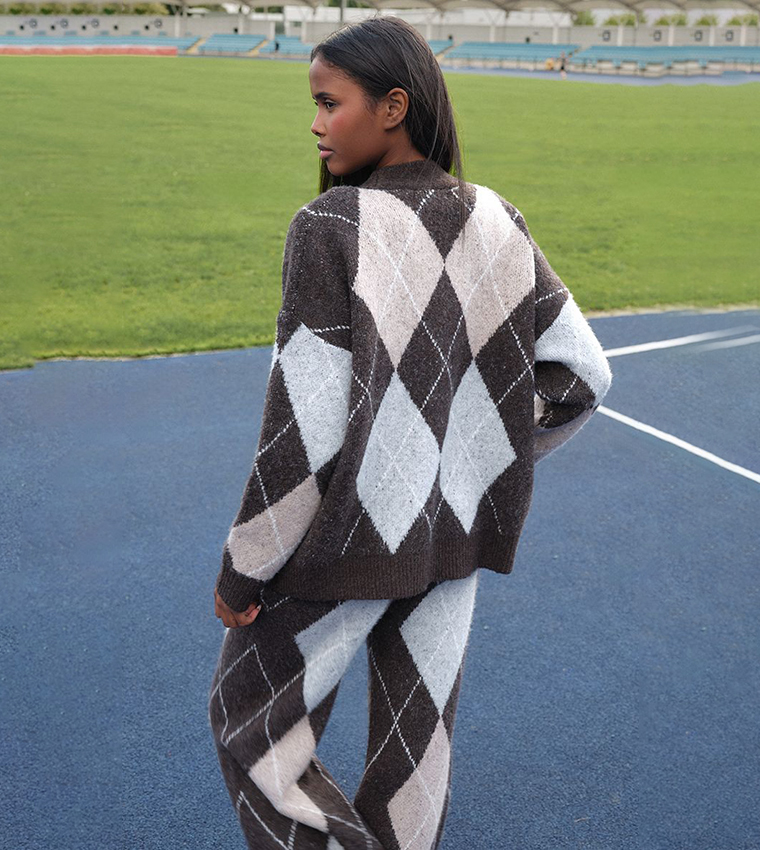 Argyle Knitted Cardigan