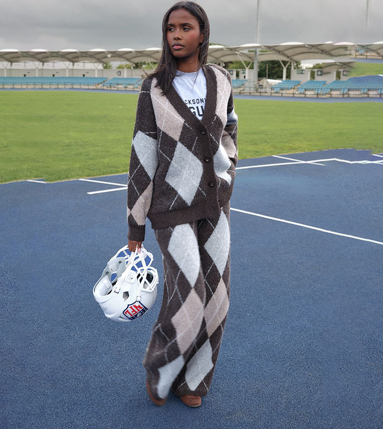Argyle Knitted Cardigan