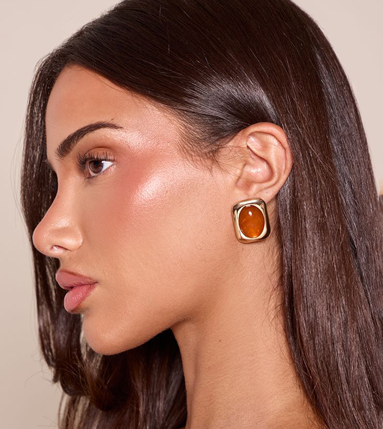 Resin Rectangular Stud Earrings