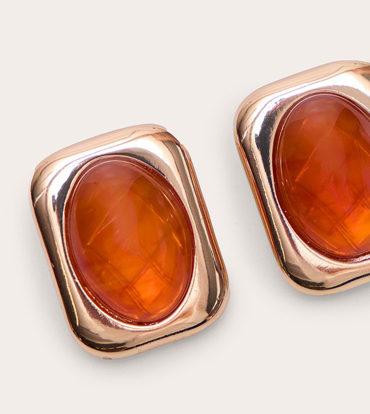 Resin Rectangular Stud Earrings