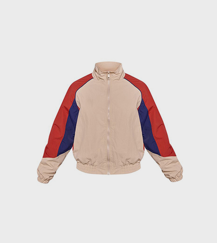 Contrast Panel Zippered Windbreaker