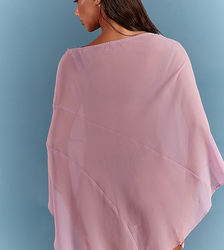 Solid Chiffon Cape Top