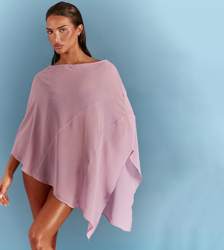 Solid Chiffon Cape Top