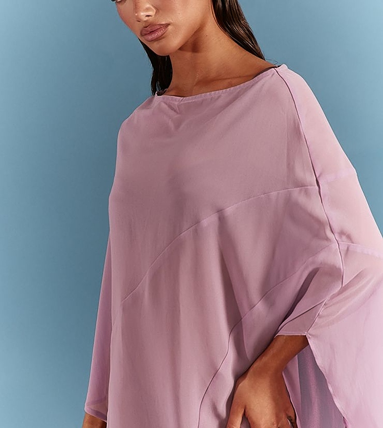 Solid Chiffon Cape Top