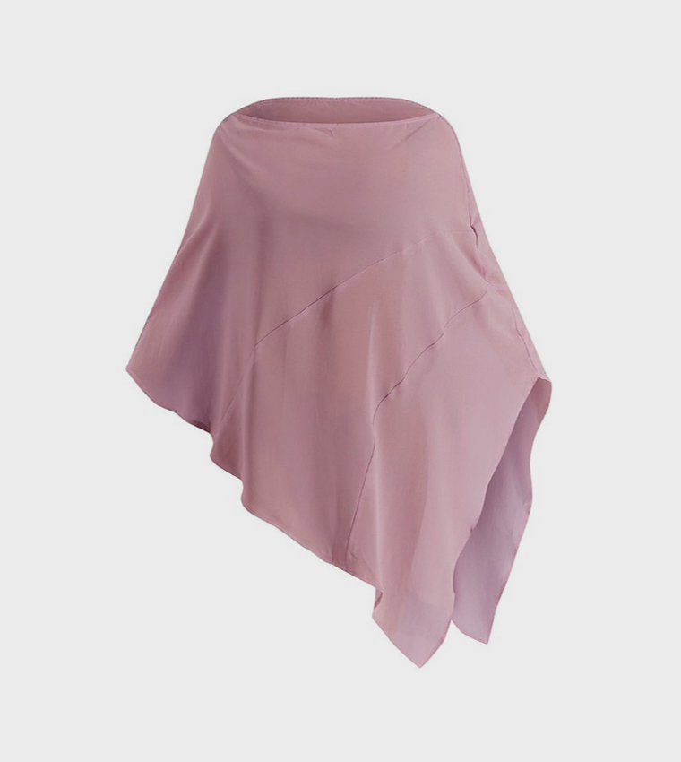 Solid Chiffon Cape Top