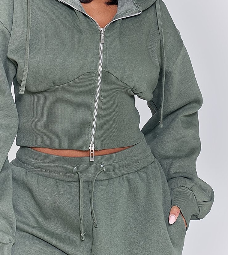 Shape Zip Front Cinched Waist Hooded Jacket