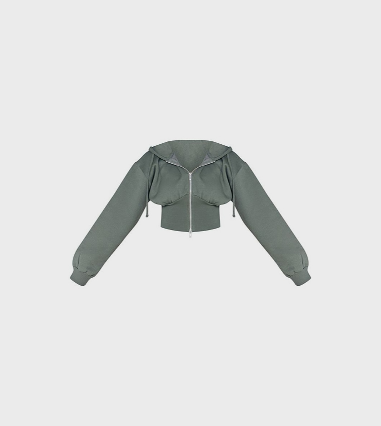 Shape Zip Front Cinched Waist Hooded Jacket
