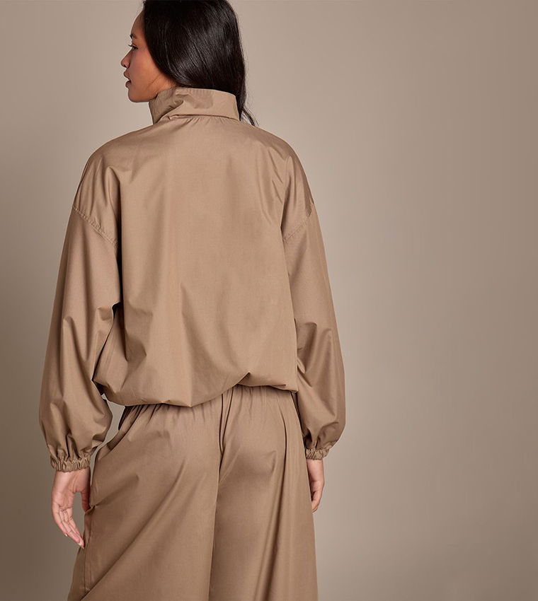 Nylon Funnel Neck Oversized Jacket